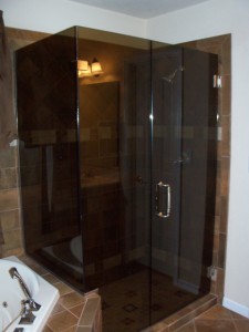 Bronze + Brushed Nickel Enclosure by Lemon Bay Glass + Mirror Bronze + Brushed Nickel Enclosure by Lemon Bay Glass + Mirror