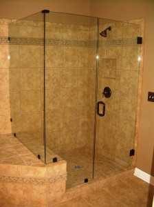 Custom Shower in Bronze by Lemon Bay Glass + Mirror Custom Shower in Bronze by Lemon Bay Glass + Mirror