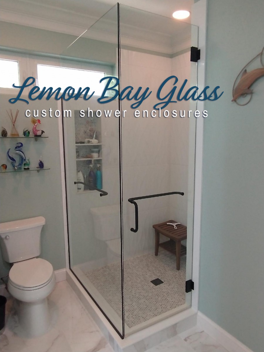 Lemon-Bay-Glass_Corner-Shower-Frameless Enclosures_Matt-Black-Hardware_-Door-and-panel_031822