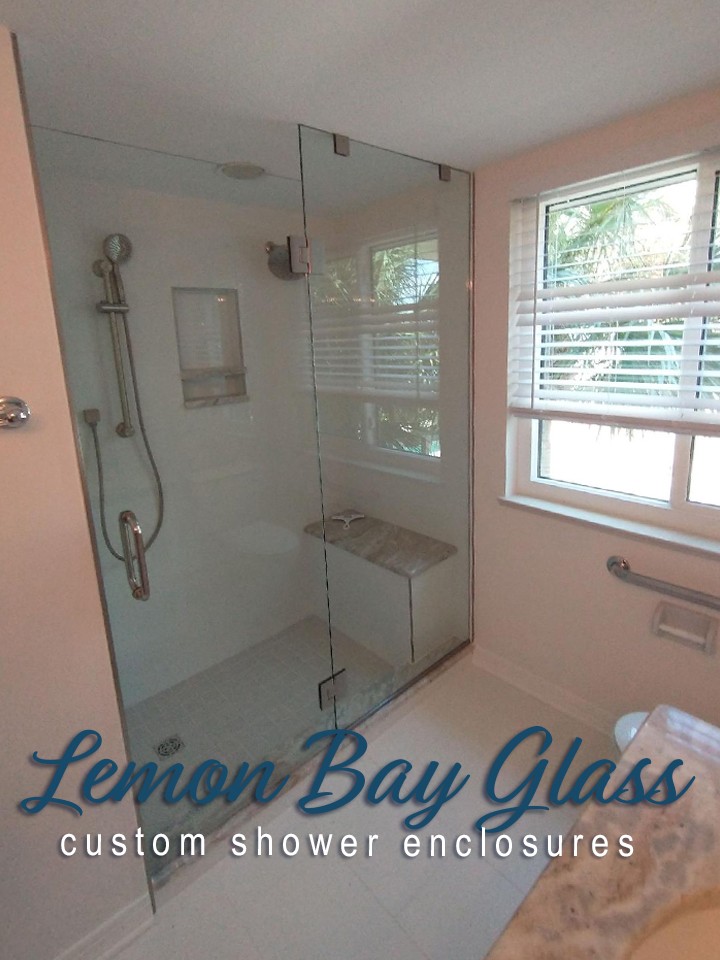 Lemon-Bay-Glass_Custom-Shower-Frameless Enclosures_Glass-Panel-Hinged-Shower-Door_091421