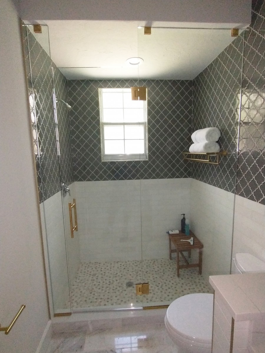 Spa-Shower-Enclosure_Frameless Enclosures_Brass-Fixtures_Sarasota