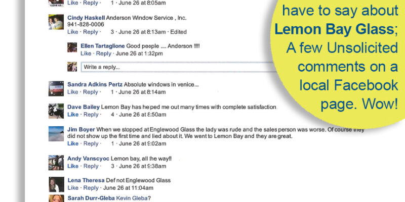 What Clients are Saying about Lemon Bay Glass