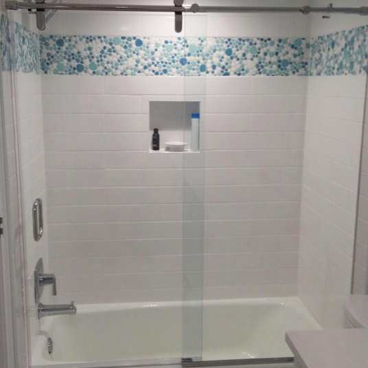 Residential - Sliding Shower Doors - Frameless Tub Shower enclosure - SQ - Lemon Bay Glass
